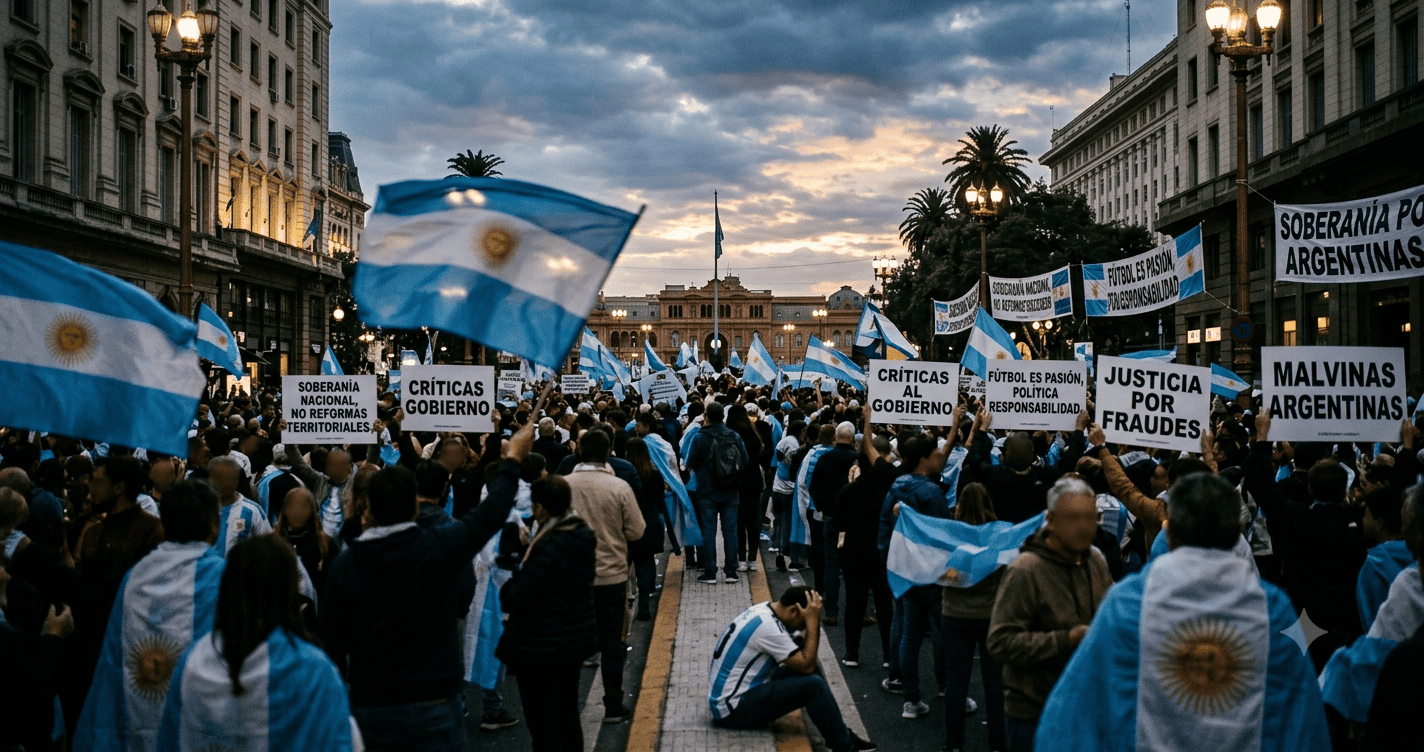 Manifestaciones políticas en Buenos Aires y debate parlamentario sobre soberanía territorial
